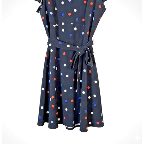 Lane Bryant Plus Size Polka Dot Black Dress Tie Waist - Picture 7 of 12